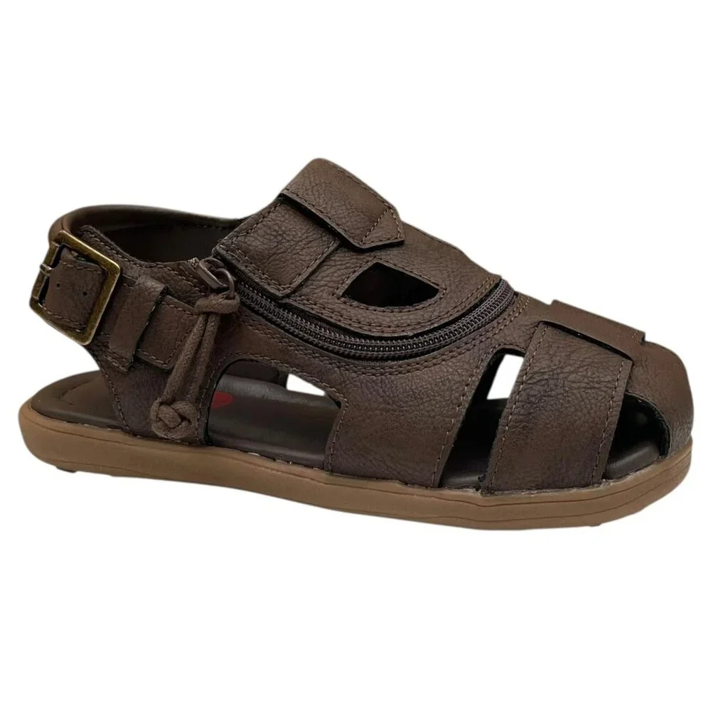 BILLY Little Boys Girls Slip-on Sandal Size 12 Brown Fisherman Full-Zip Closure